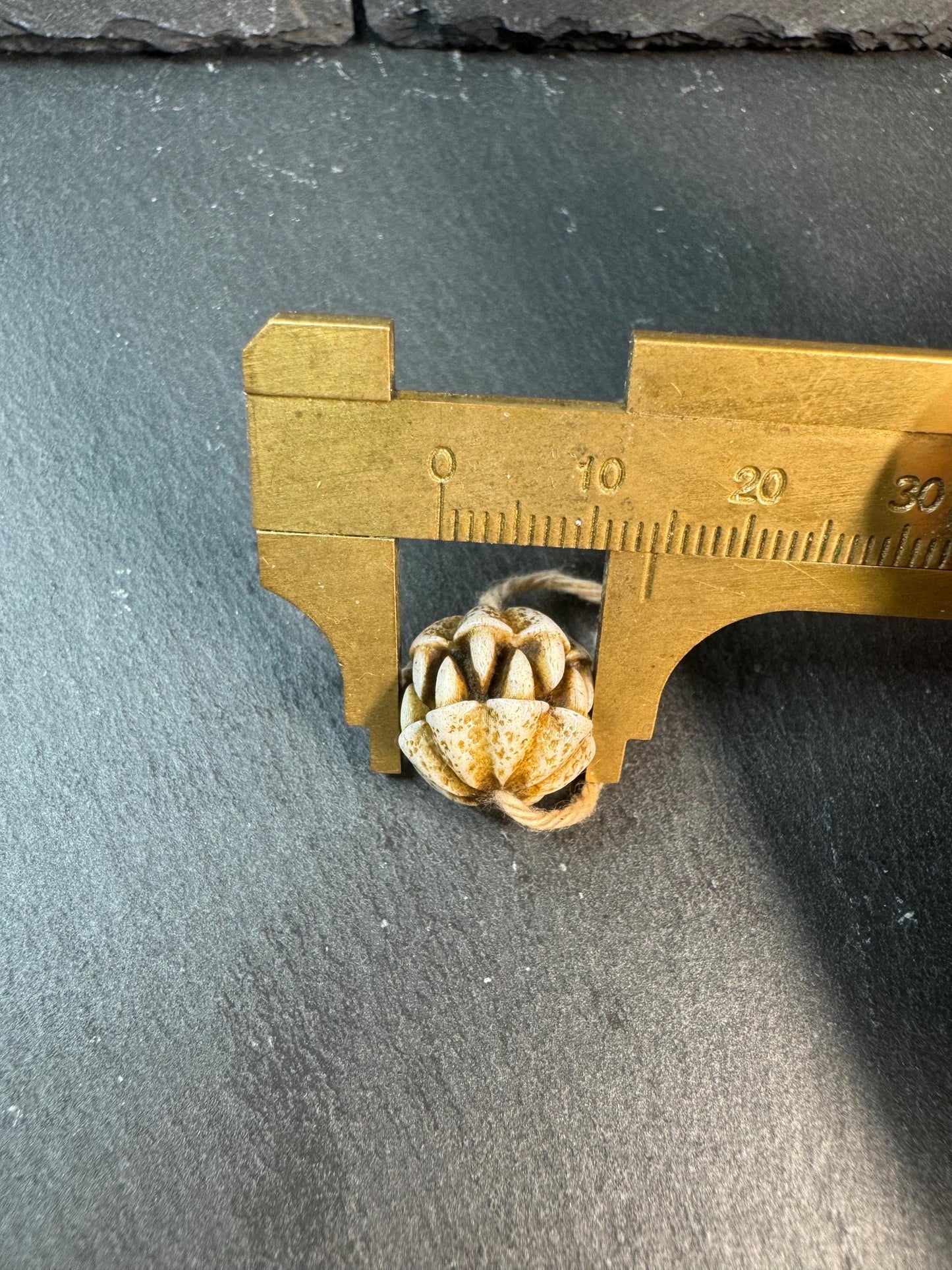 Hand Carved Deer Antler Beast Mouth Bead – Open Jaw Protective Amulet – Fierce Totem Guru Bead for Mala / Pendant