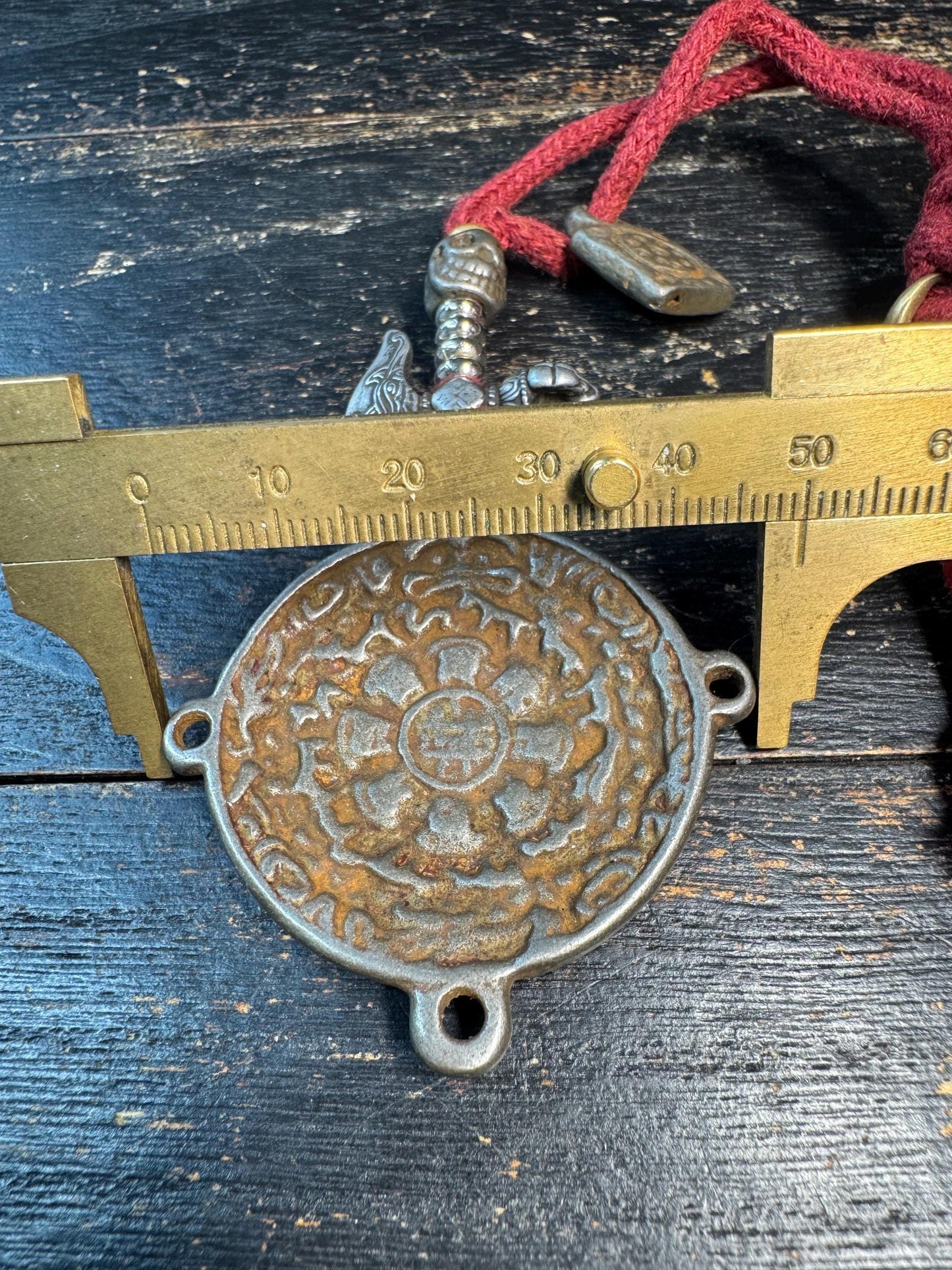 Tibetan Cold Iron Nine Palace Bagua Amulet Pendant, Vajra Dorje Charm Set, Skull Bead Talisman, Protective Spiritual Necklace, Himalayan Sty