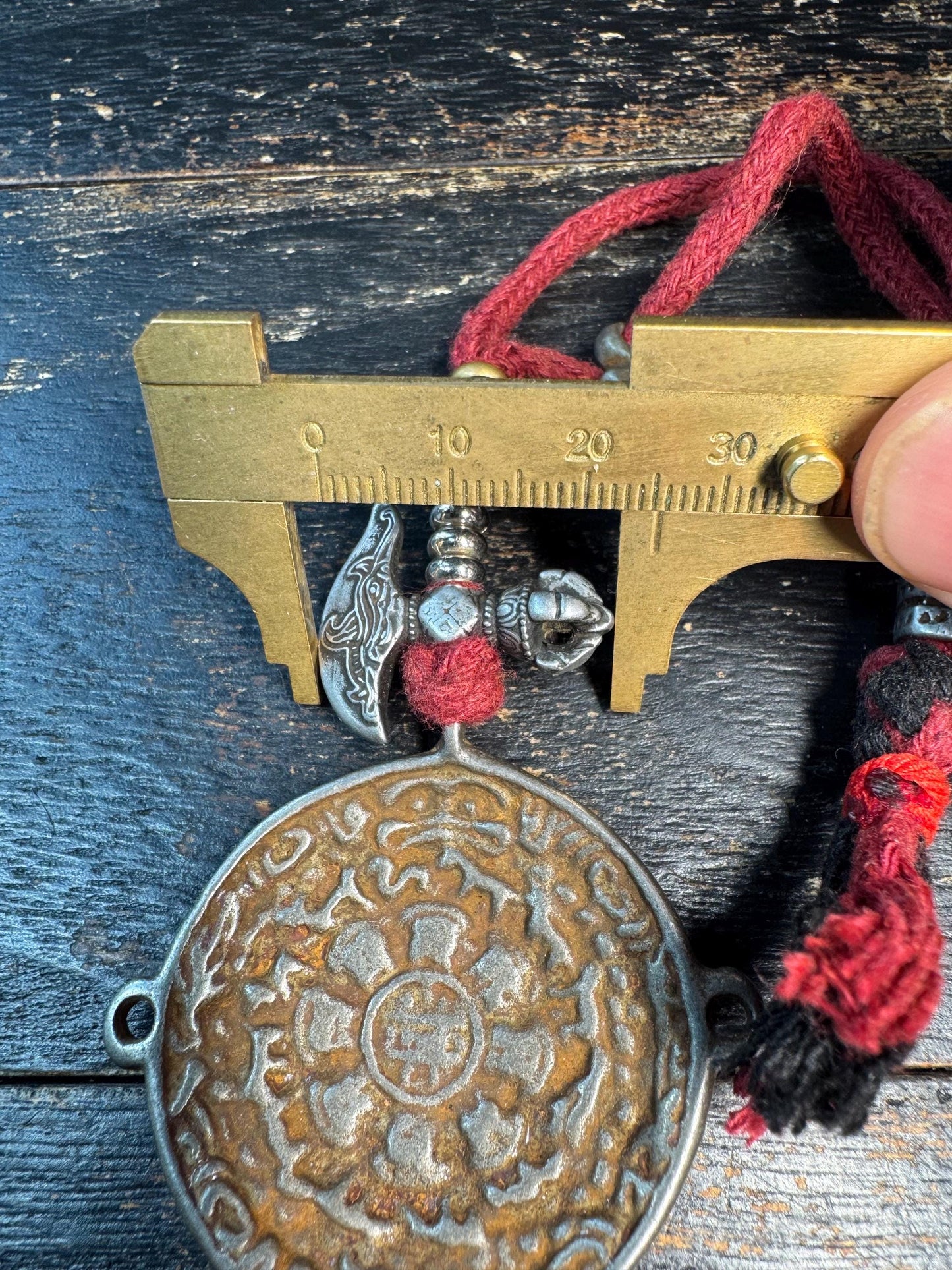 Tibetan Cold Iron Nine Palace Bagua Amulet Pendant, Vajra Dorje Charm Set, Skull Bead Talisman, Protective Spiritual Necklace, Himalayan Sty