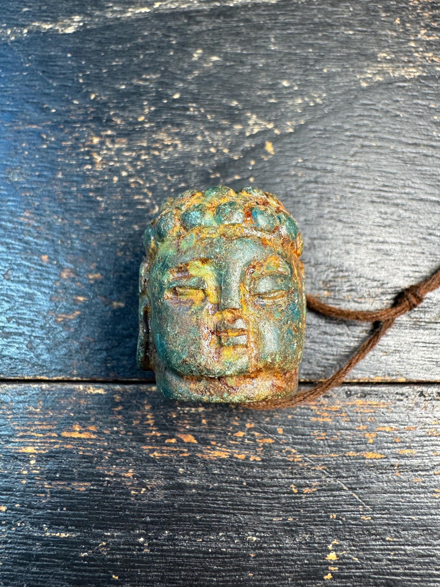 Old Jade Buddha Head Bead, Antique Jade Carving, Green Patina Buddha Pendant, Hand Carved Spiritual Amulet, Meditation Guru Bead