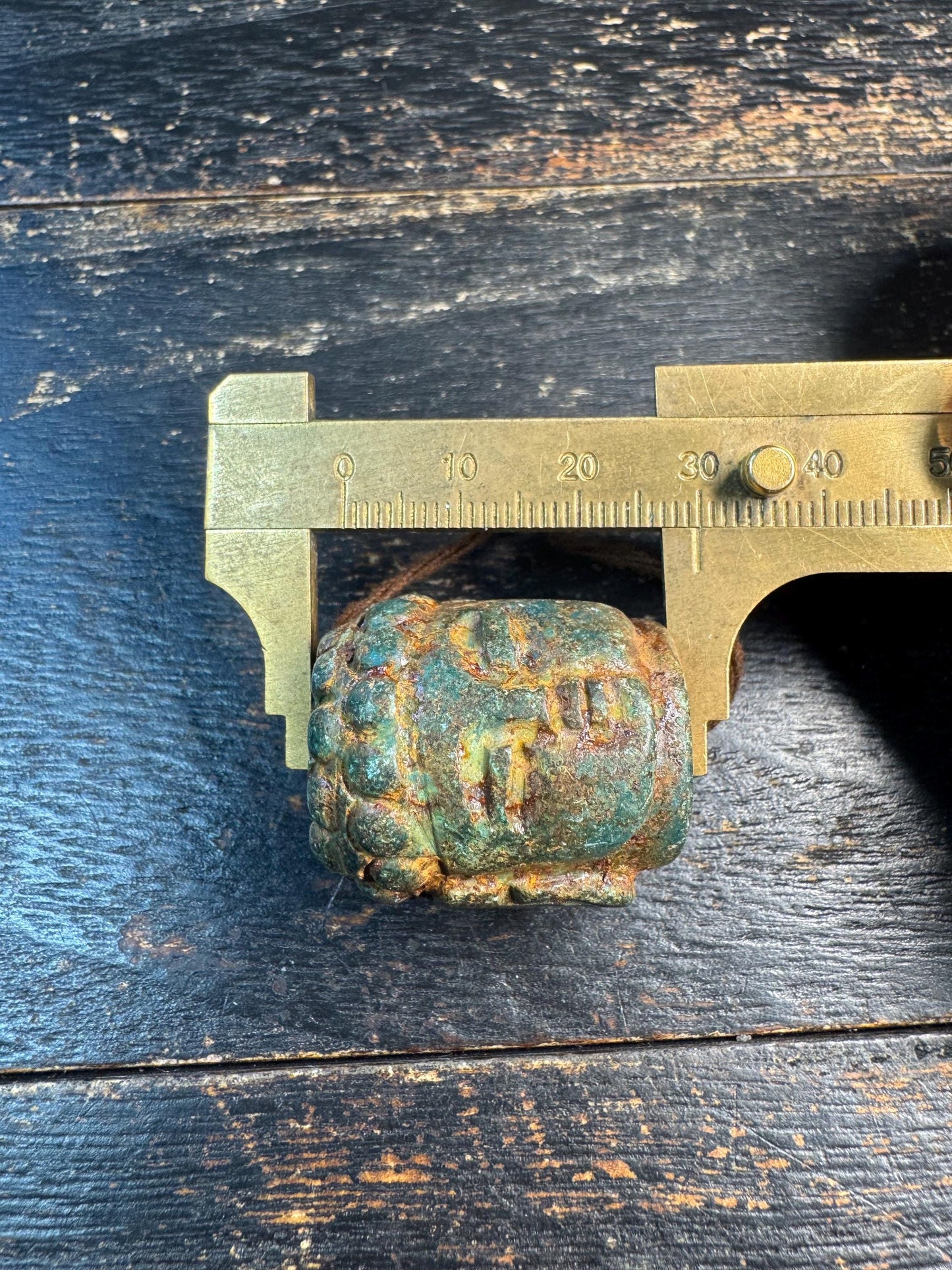 Old Jade Buddha Head Bead, Antique Jade Carving, Green Patina Buddha Pendant, Hand Carved Spiritual Amulet, Meditation Guru Bead