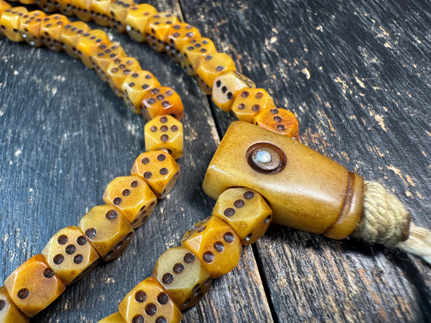 Vintage Yak Bone Dice Bead Mala Necklace 108 Beads, Hand Carved Tibetan Prayer Mala, Unique Bone Meditation Necklace, Tribal Buddhist Jewelr