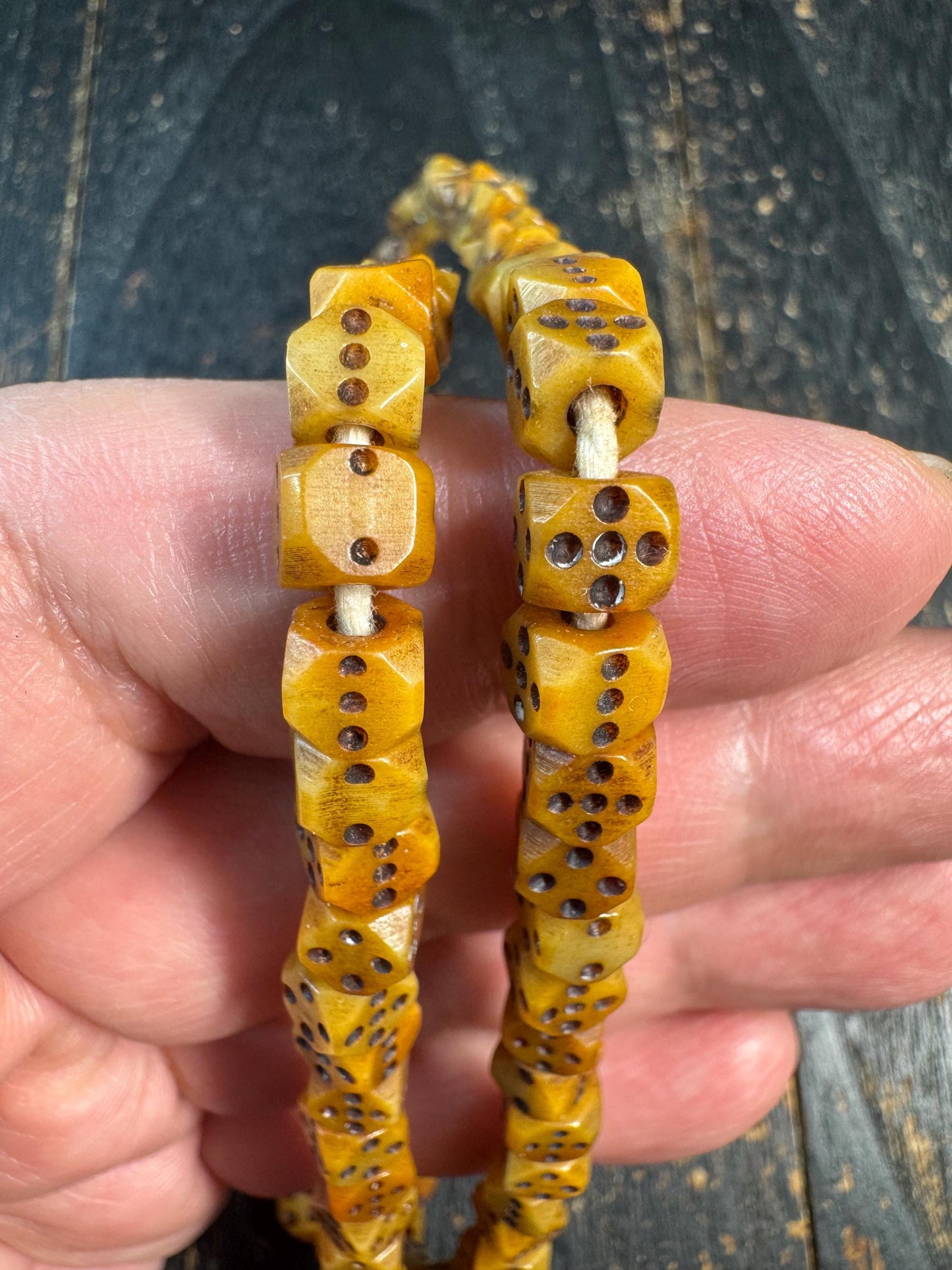 Vintage Yak Bone Dice Bead Mala Necklace 108 Beads, Hand Carved Tibetan Prayer Mala, Unique Bone Meditation Necklace, Tribal Buddhist Jewelr