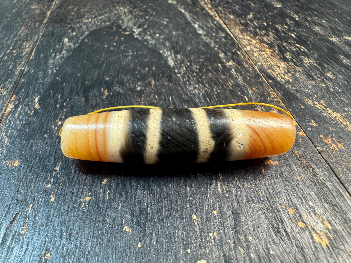 Tibetan Agate Dzi Bead Pendant, Banded Chung Dzi, Himalayan Protection Amulet, Vintage Style Stripe Dzi, Mala Guru Bead Supply