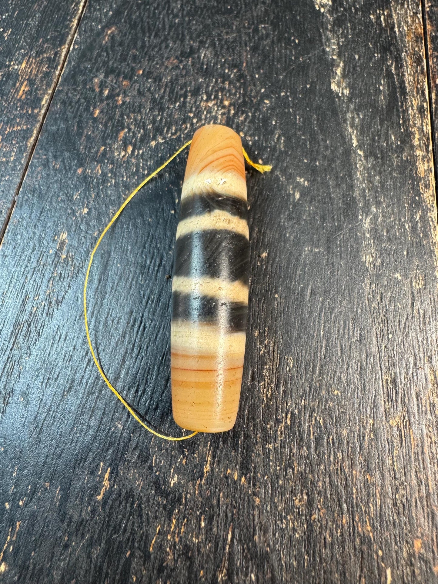 Tibetan Agate Dzi Bead Pendant, Banded Chung Dzi, Himalayan Protection Amulet, Vintage Style Stripe Dzi, Mala Guru Bead Supply