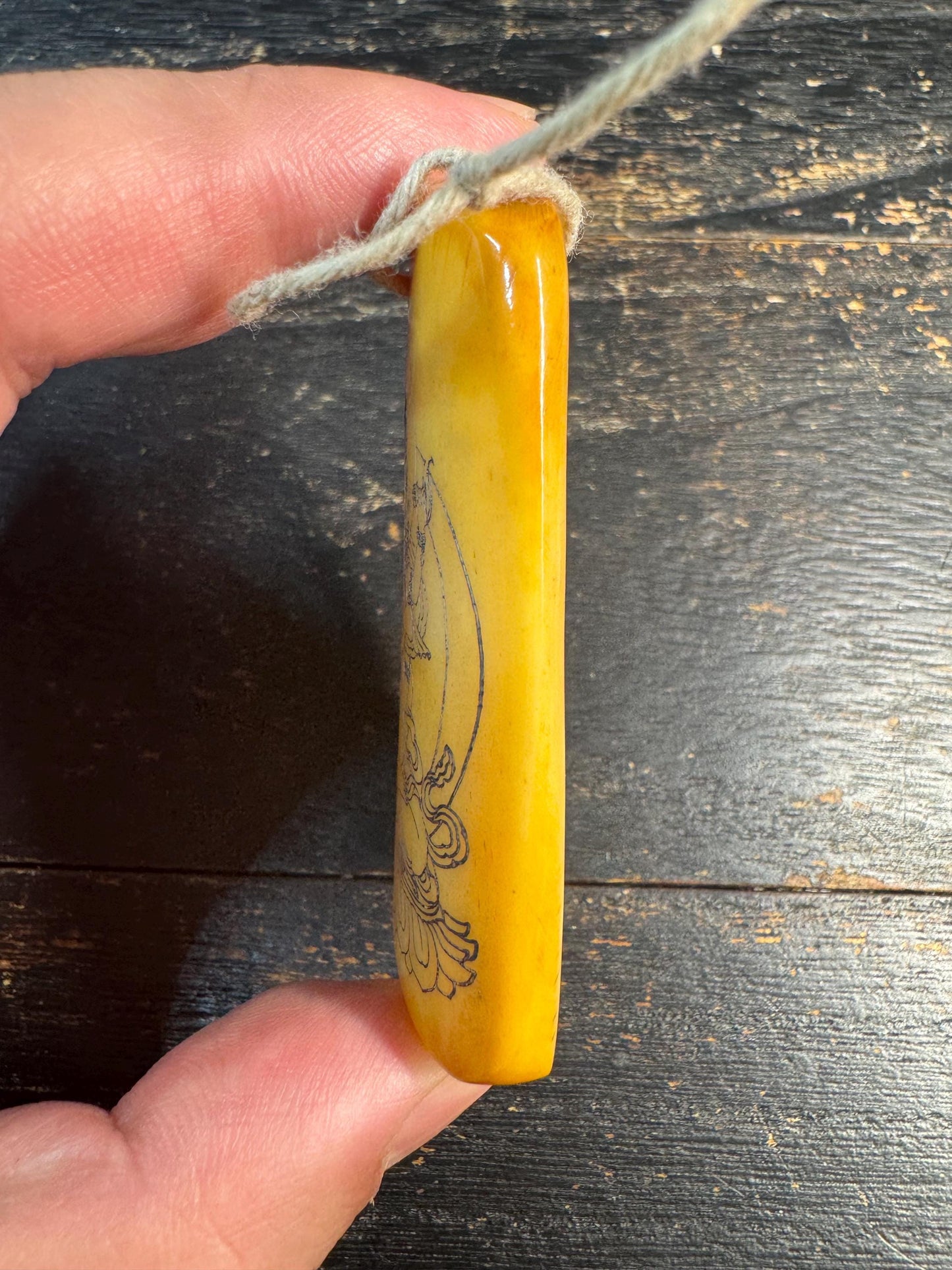 Vintage Style Yak Bone Avalokiteshvara Pendant, Hand Engraved Tibetan Buddha Amulet, Carved Bone Talisman, Himalayan Spiritual Necklace