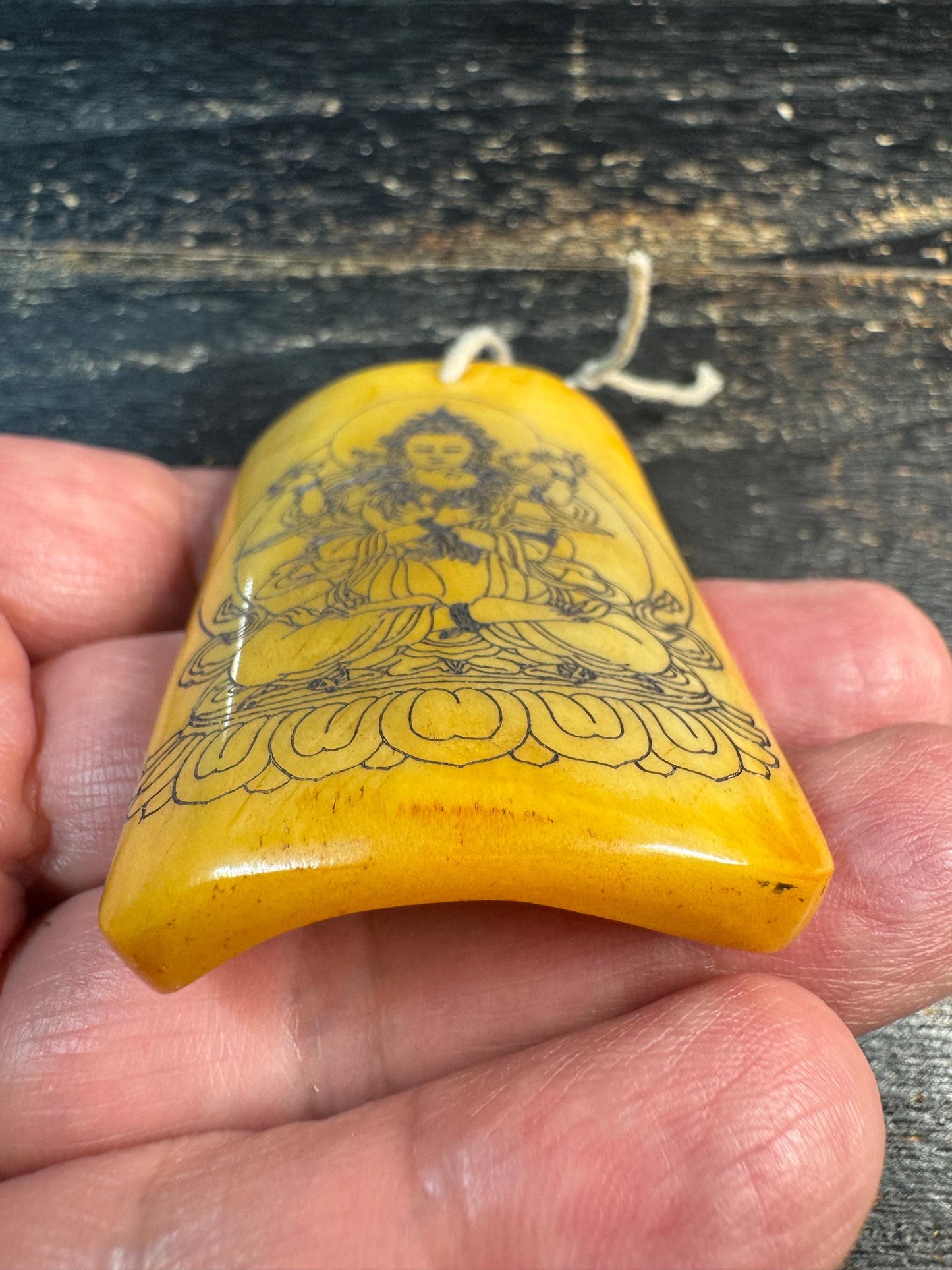 Vintage Style Yak Bone Avalokiteshvara Pendant, Hand Engraved Tibetan Buddha Amulet, Carved Bone Talisman, Himalayan Spiritual Necklace