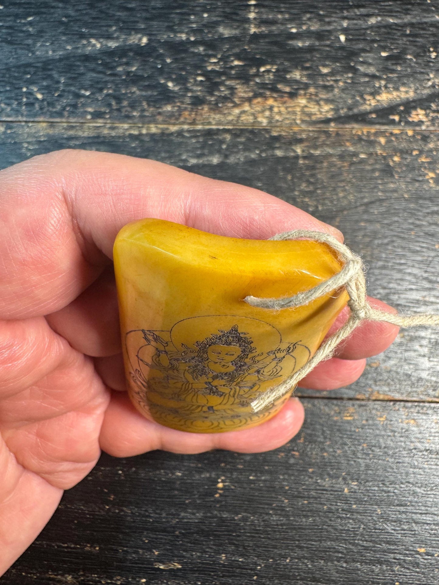 Vintage Style Yak Bone Avalokiteshvara Pendant, Hand Engraved Tibetan Buddha Amulet, Carved Bone Talisman, Himalayan Spiritual Necklace