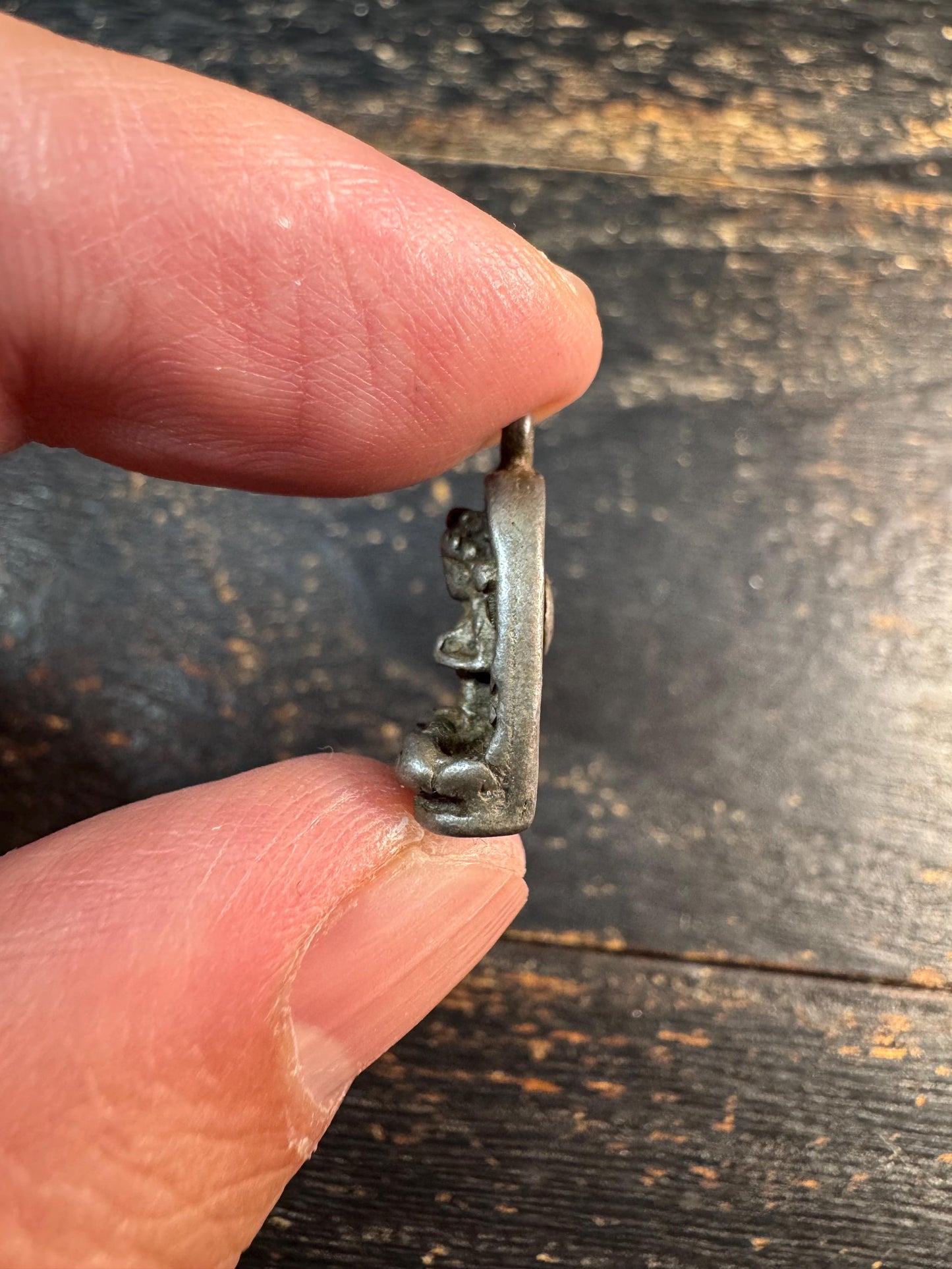 Vintage Cold Iron Manjushri Pendant, Tibetan Wisdom Deity Amulet, Himalayan Protective Charm, Small Buddhist Talisman