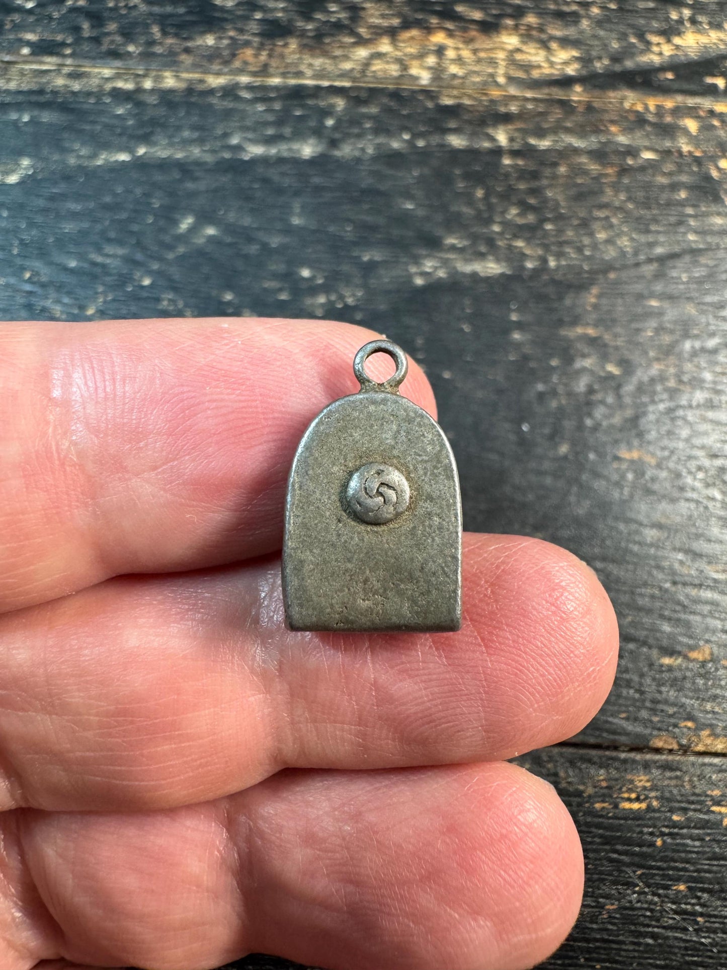 Vintage Cold Iron Manjushri Pendant, Tibetan Wisdom Deity Amulet, Himalayan Protective Charm, Small Buddhist Talisman