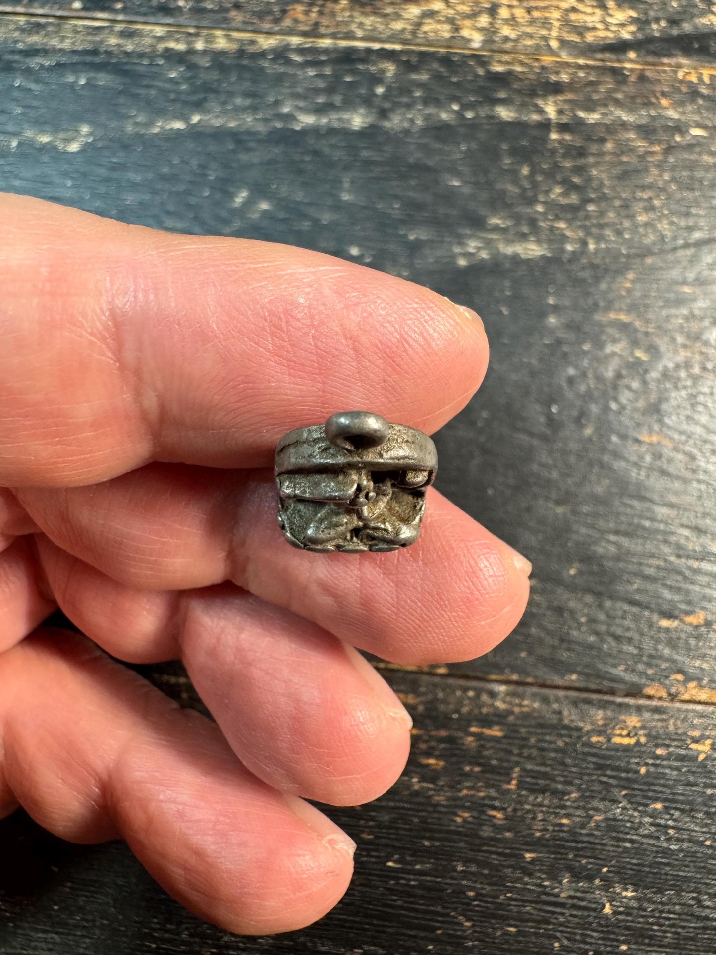 Vintage Cold Iron Manjushri Pendant, Tibetan Wisdom Deity Amulet, Himalayan Protective Charm, Small Buddhist Talisman