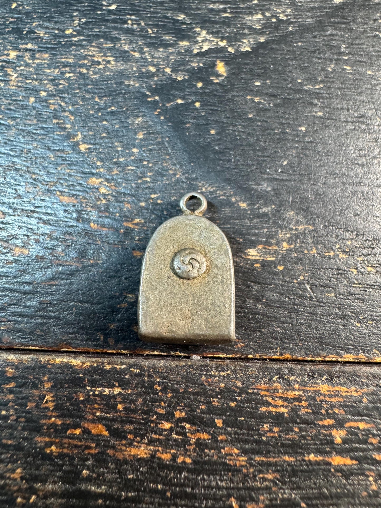 Vintage Cold Iron Manjushri Pendant, Tibetan Wisdom Deity Amulet, Himalayan Protective Charm, Small Buddhist Talisman