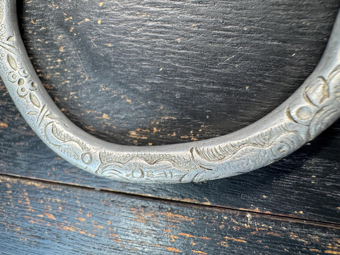 Vintage Tibetan 925 Silver Bangle Bracelet | Hand Engraved Himalayan Tribal Bracelet | Ethnic Nomadic Jewelry