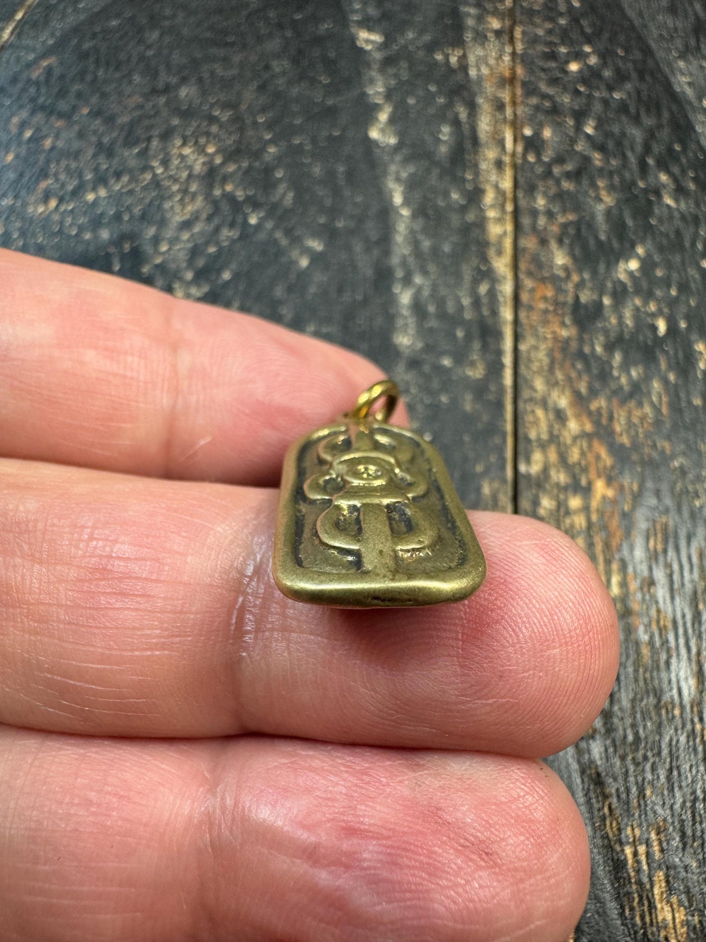 Vintage Brass Vajra Pendant | Tibetan Dorje Amulet Charm | Double Sided Buddhist Brass Pendant | Himalayan Spiritual Talisman