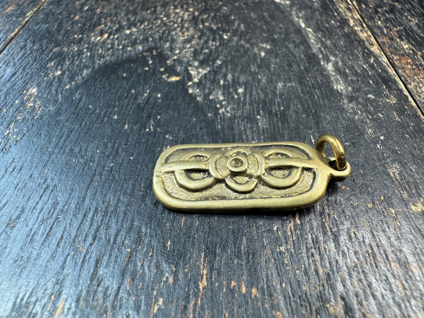 Vintage Brass Vajra Pendant | Tibetan Dorje Amulet Charm | Double Sided Buddhist Brass Pendant | Himalayan Spiritual Talisman