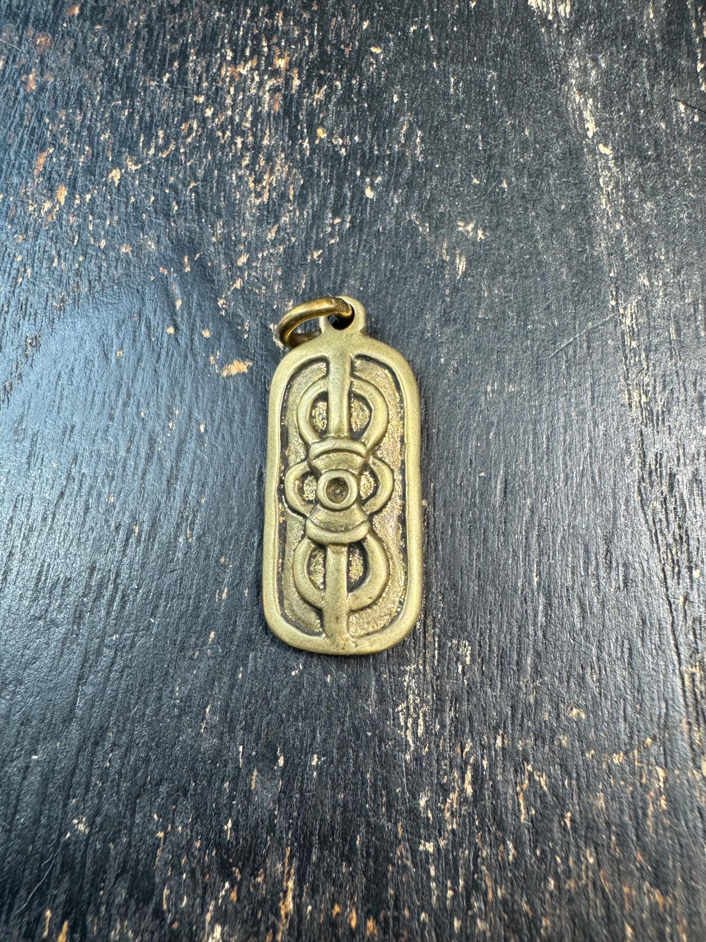 Vintage Brass Vajra Pendant | Tibetan Dorje Amulet Charm | Double Sided Buddhist Brass Pendant | Himalayan Spiritual Talisman