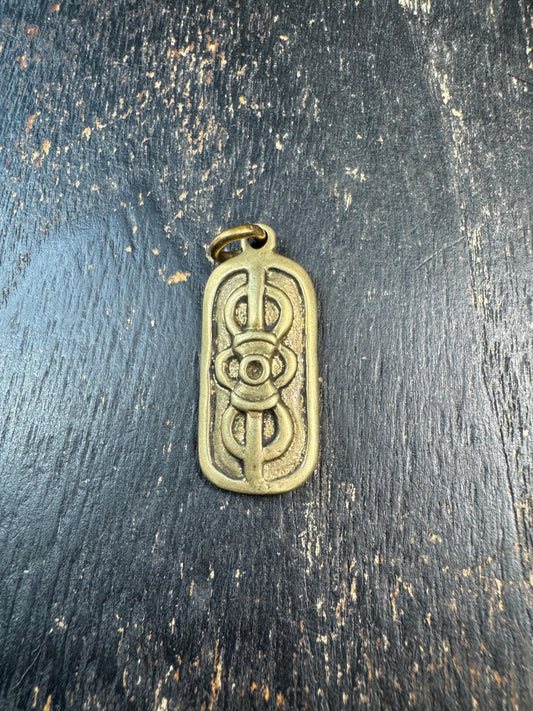 Vintage Brass Vajra Pendant | Tibetan Dorje Amulet Charm | Double Sided Buddhist Brass Pendant | Himalayan Spiritual Talisman