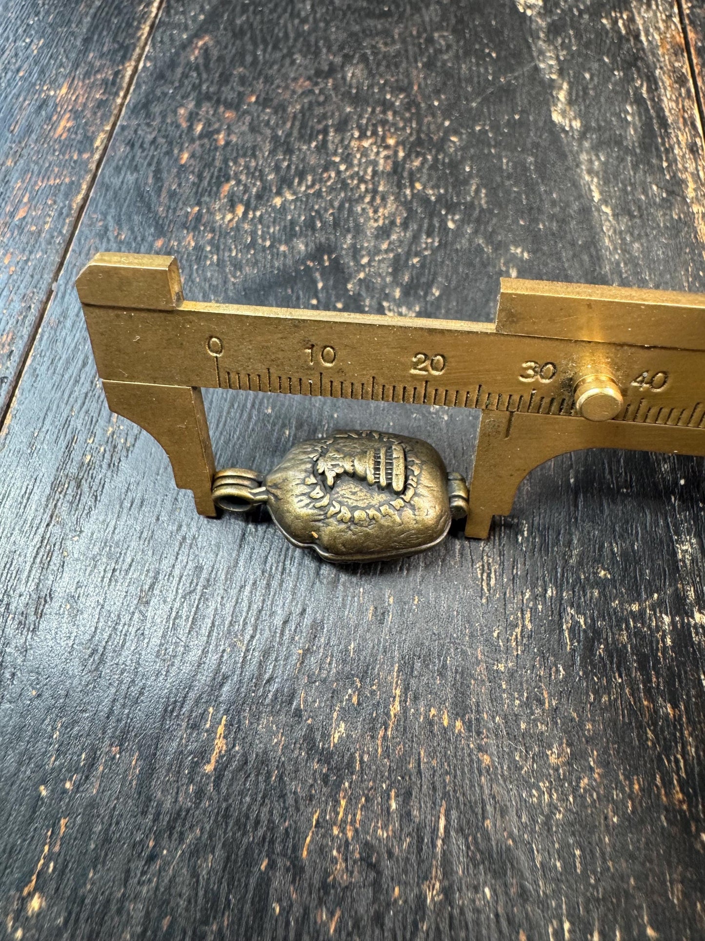 Vintage Brass Zaki Ram Gau Box Pendant | Tibetan Protective Amulet Pendant | Double Sided Himalayan Prayer Box Charm