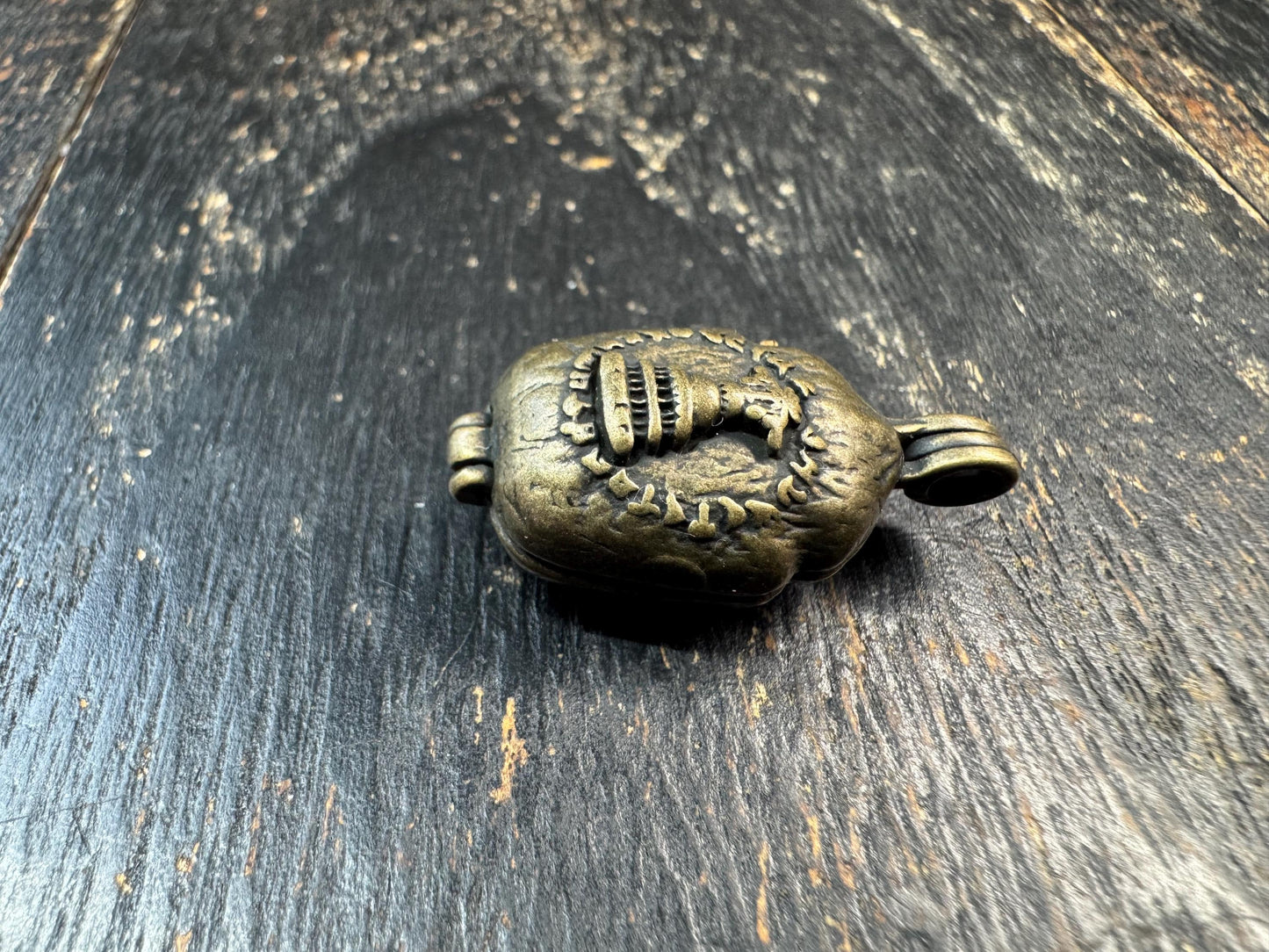 Vintage Brass Zaki Ram Gau Box Pendant | Tibetan Protective Amulet Pendant | Double Sided Himalayan Prayer Box Charm