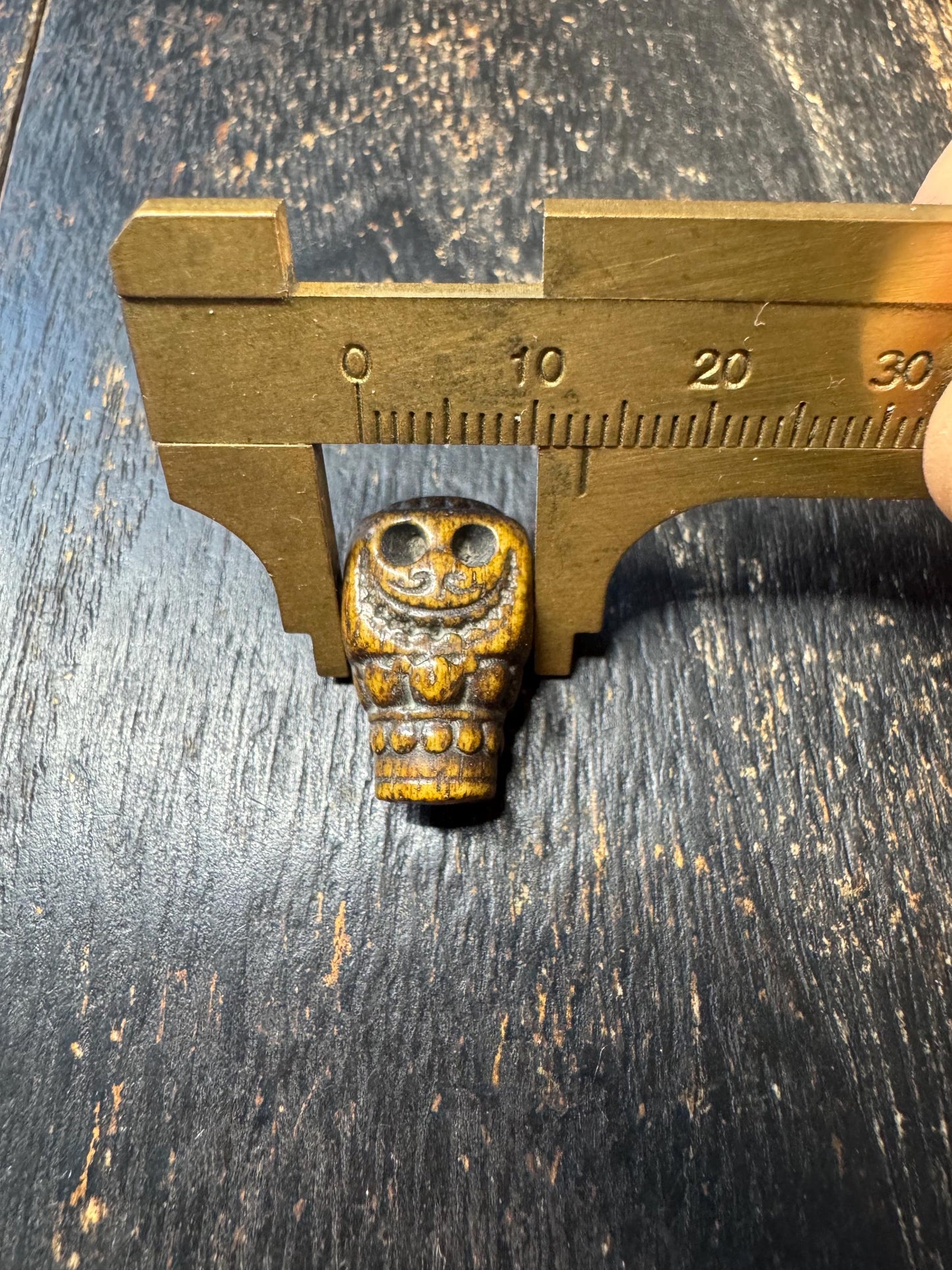Vintage Tibetan Yak Bone Citipati Guru Bead – Hand Carved Skull Mala Bead – Charnel Ground Kapala Spacer – Tibetan Buddhist Mala Making Supp
