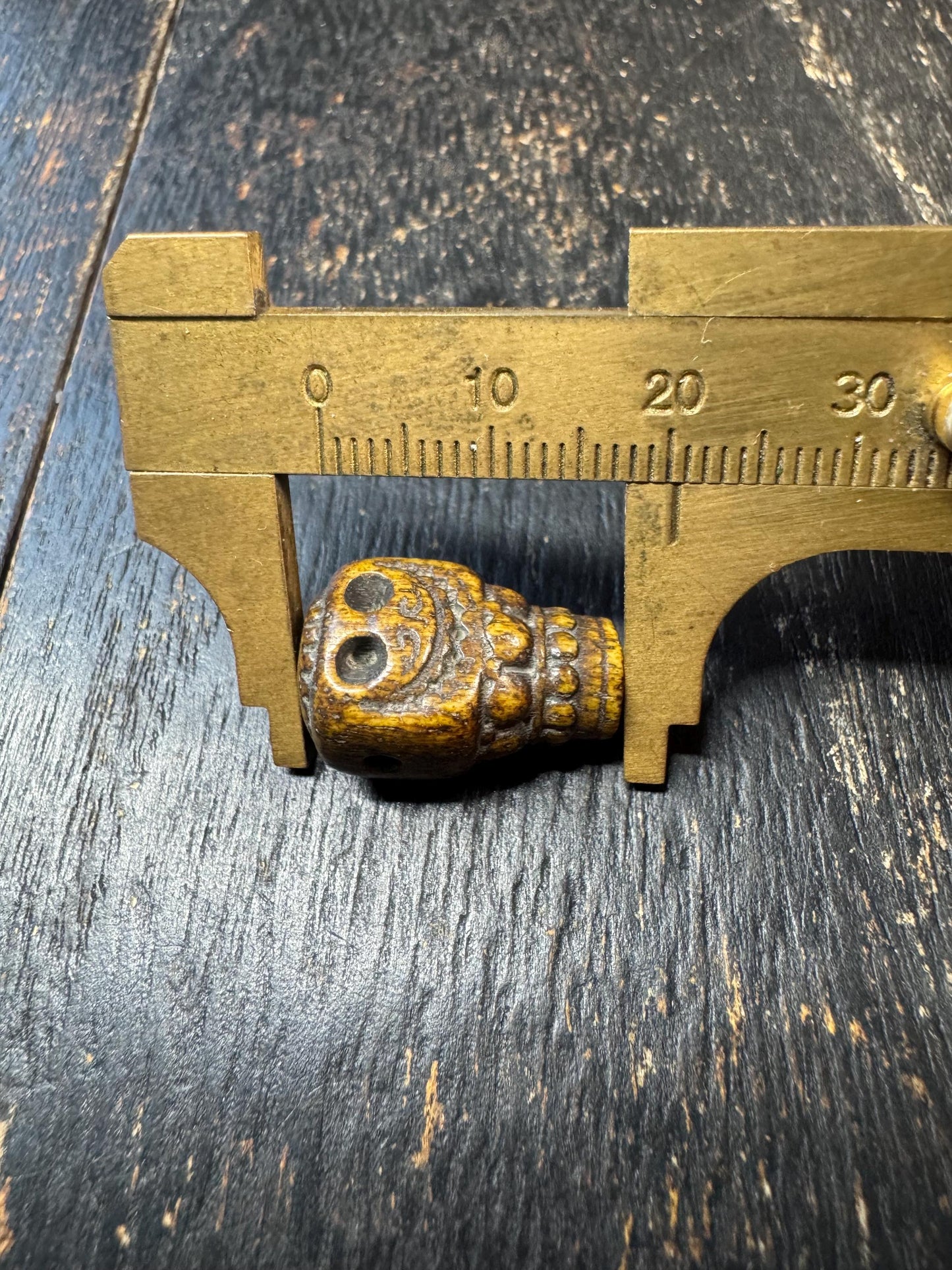 Vintage Tibetan Yak Bone Citipati Guru Bead – Hand Carved Skull Mala Bead – Charnel Ground Kapala Spacer – Tibetan Buddhist Mala Making Supp