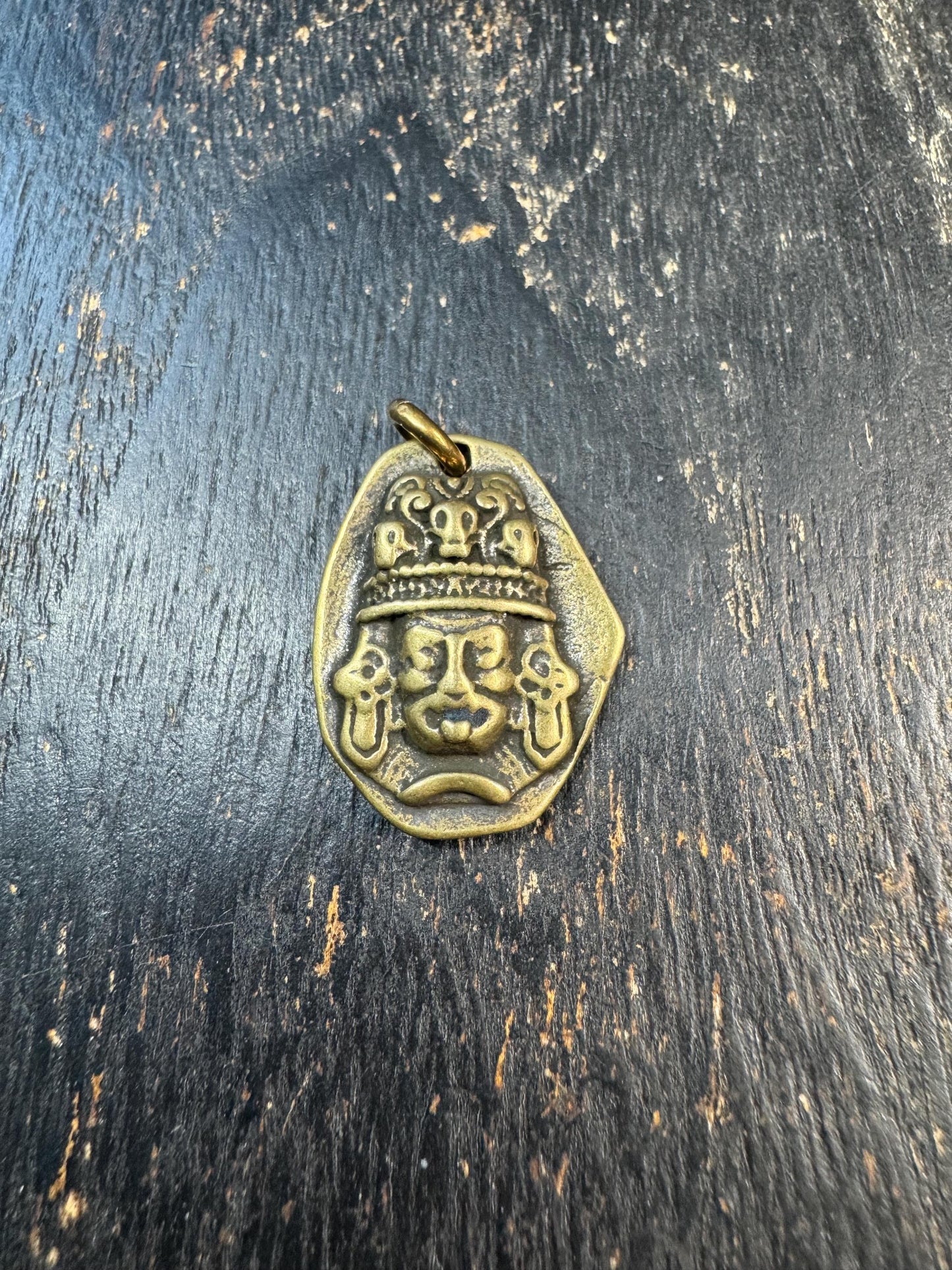 Vintage Tibetan Brass Mahakala Pendant – Wrathful Protector Amulet – Tibetan Buddhist Charm with Mantra – Himalayan Brass Pendant