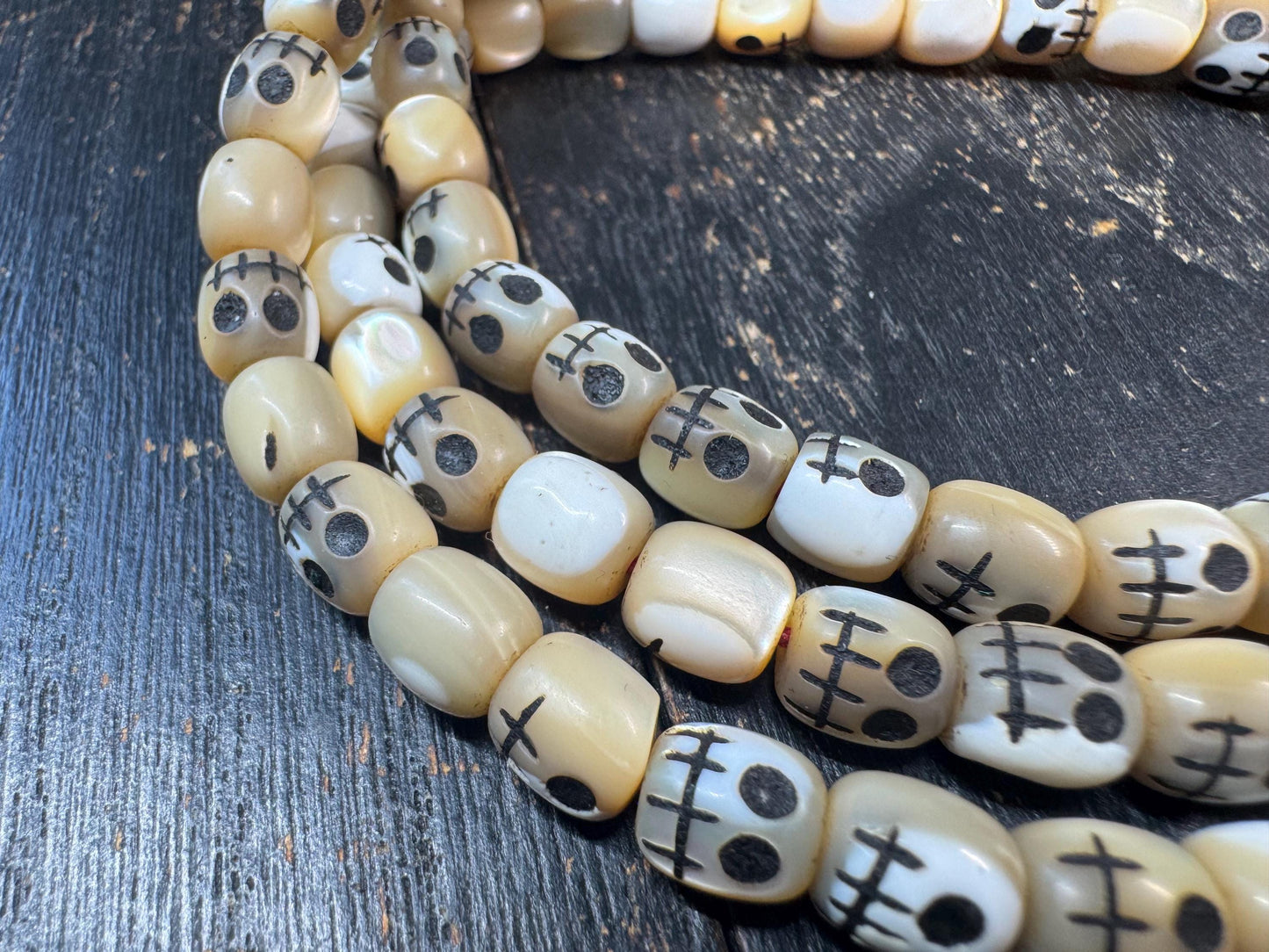 108 Shell Mala Necklace, Charnel Ground Style Skull Beads, Tibetan Inspired Prayer Beads, Hand Carved Mantra Dot Mala, Meditation Rosary