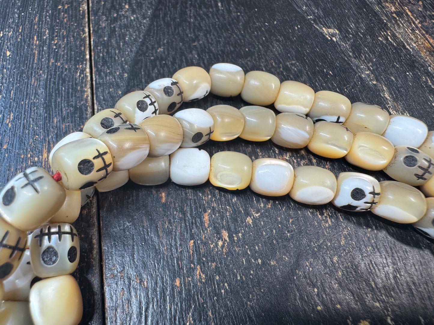 108 Shell Mala Necklace, Charnel Ground Style Skull Beads, Tibetan Inspired Prayer Beads, Hand Carved Mantra Dot Mala, Meditation Rosary