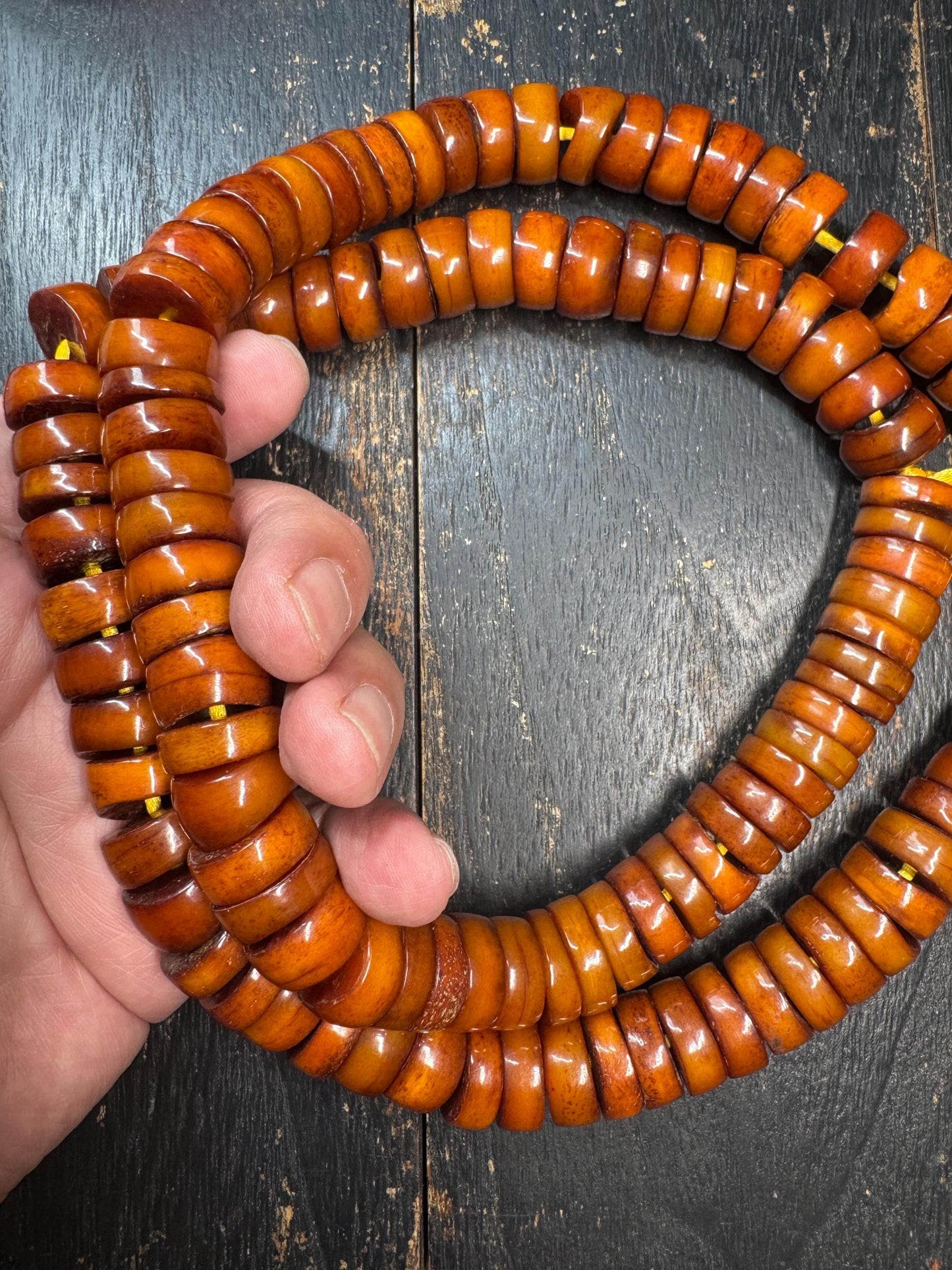 Large Yak Bone 108 Mala Beads Necklace, 17mm Tibetan Prayer Mala, Vintage Style Buddhist Meditation Necklace, 34 Inch Mala