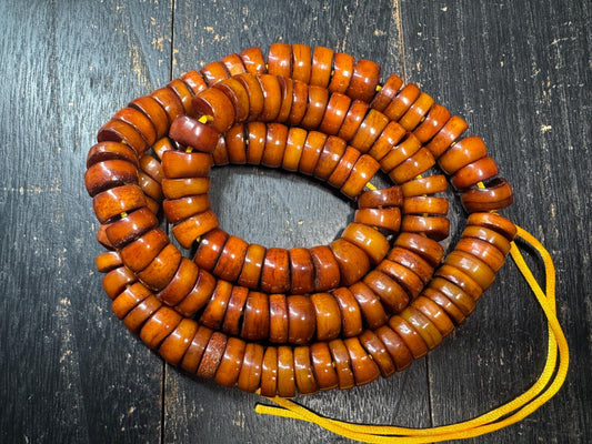 Large Yak Bone 108 Mala Beads Necklace, 17mm Tibetan Prayer Mala, Vintage Style Buddhist Meditation Necklace, 34 Inch Mala