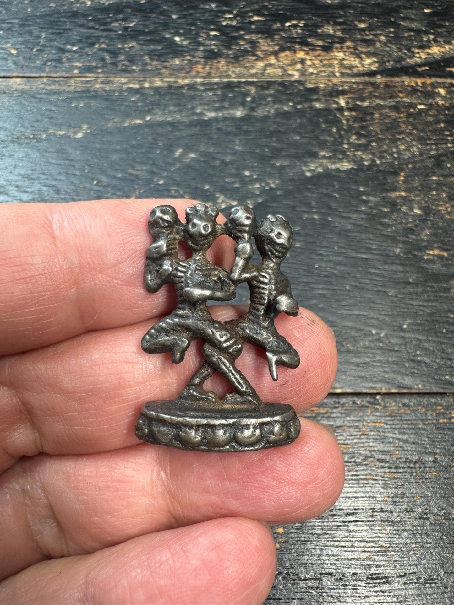 Vintage Himalayan Dancing Skeleton Statue – Tibetan Citipati Style Cold Iron Ritual Figure