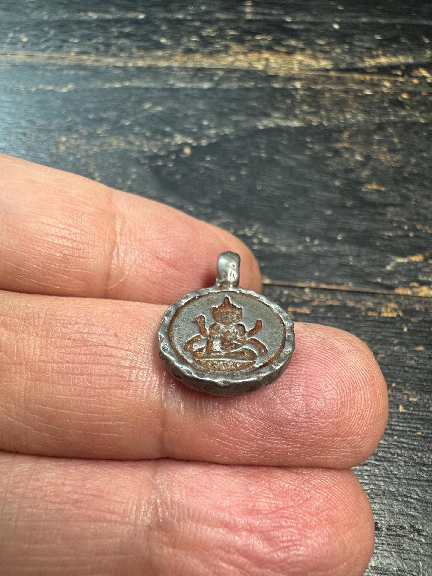 Vintage Tibetan Buddhist Pendant – Multi Armed Deity Cold Iron Himalayan Amulet