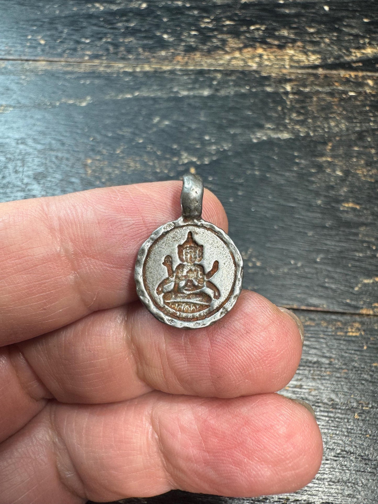 Vintage Tibetan Buddhist Pendant – Multi Armed Deity Cold Iron Himalayan Amulet