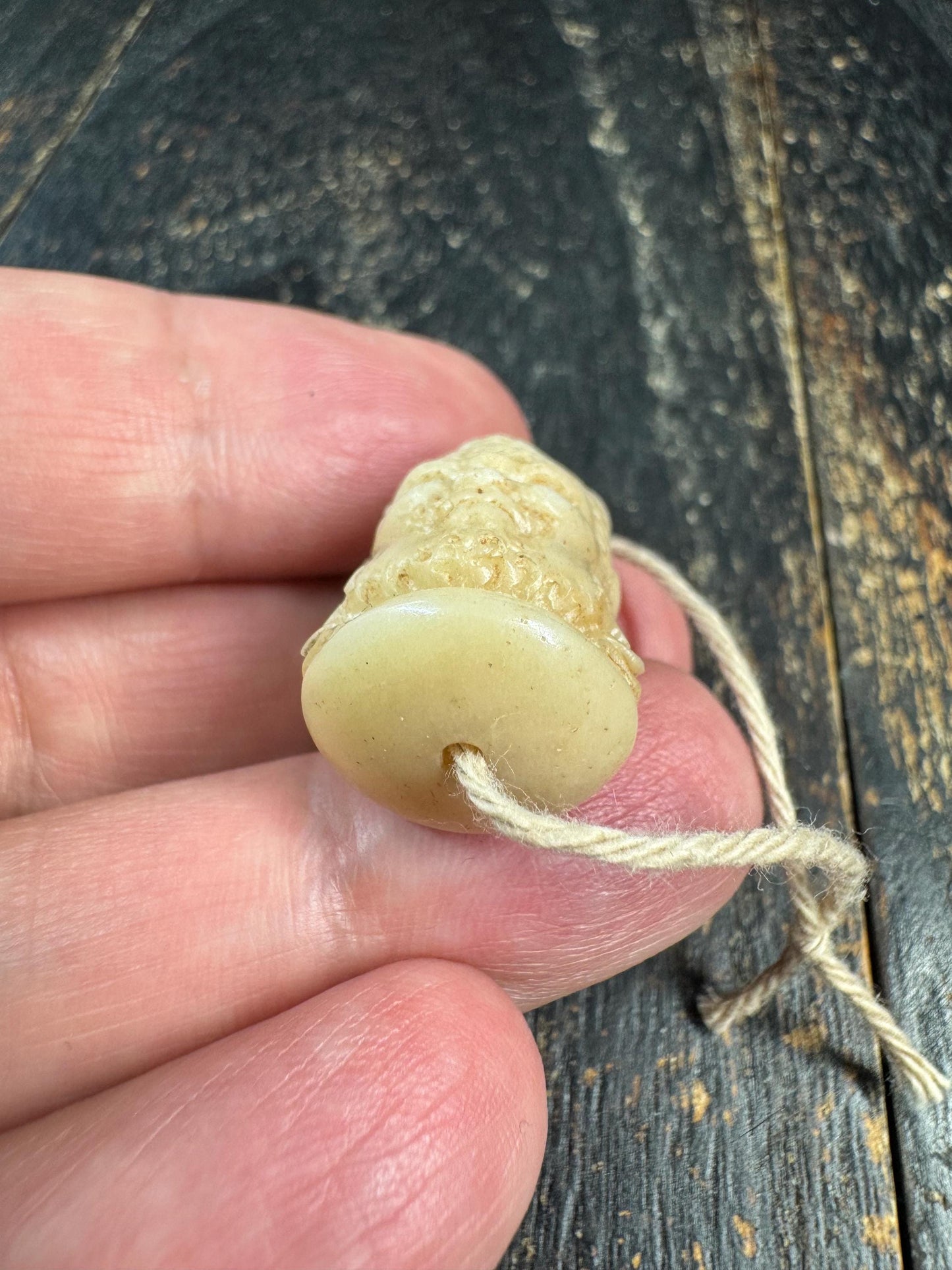 Hand Carved Yak Bone Wrathful Protector Face Bead, Tibetan Charnel Ground Style Guru Bead, Spiritual Guardian Pendant
