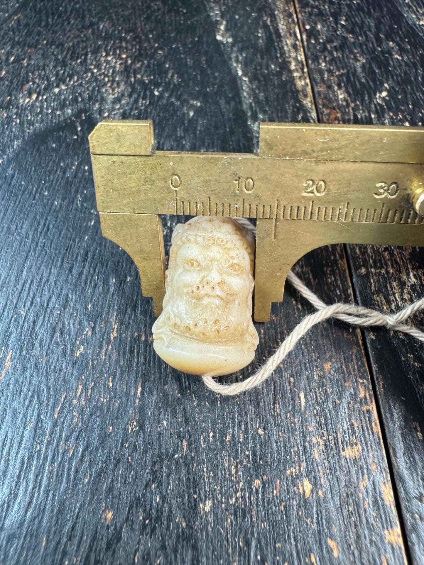Hand Carved Yak Bone Wrathful Protector Face Bead, Tibetan Charnel Ground Style Guru Bead, Spiritual Guardian Pendant
