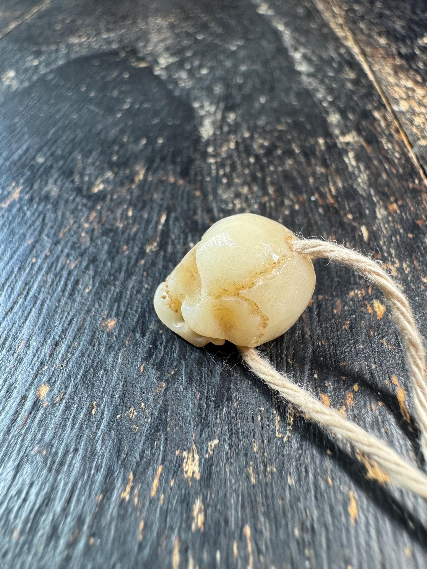 Hand Carved Yak Bone Skull Bead, Tibetan Charnel Ground Mala Guru Bead, Kapala Style Spiritual Amulet Pendant