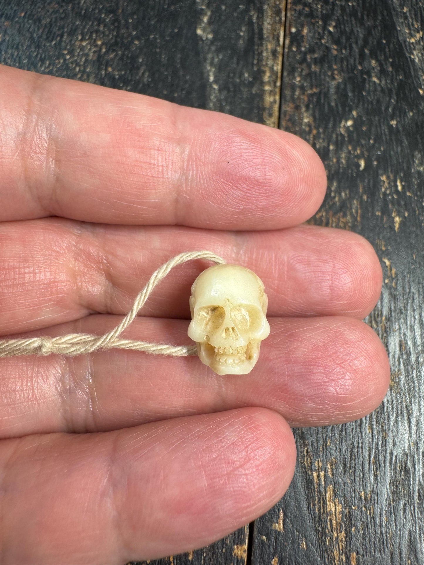 Hand Carved Yak Bone Skull Bead, Tibetan Charnel Ground Mala Guru Bead, Kapala Style Spiritual Amulet Pendant