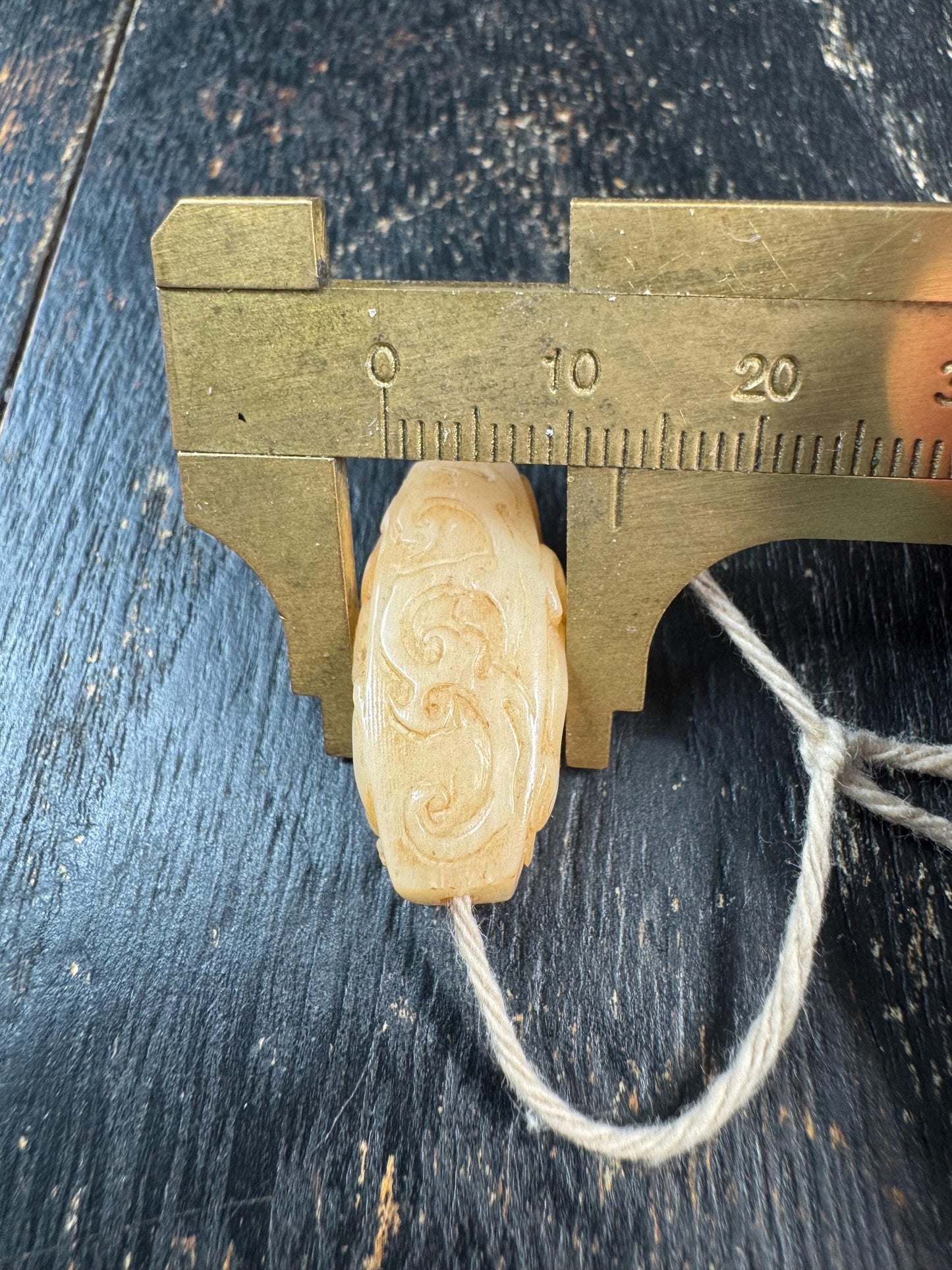 Hand Carved Yak Bone Dragon Cloud Bead, Tibetan Style Coiled Dragon Scroll Barrel Bead, Mala Spacer or Pendant
