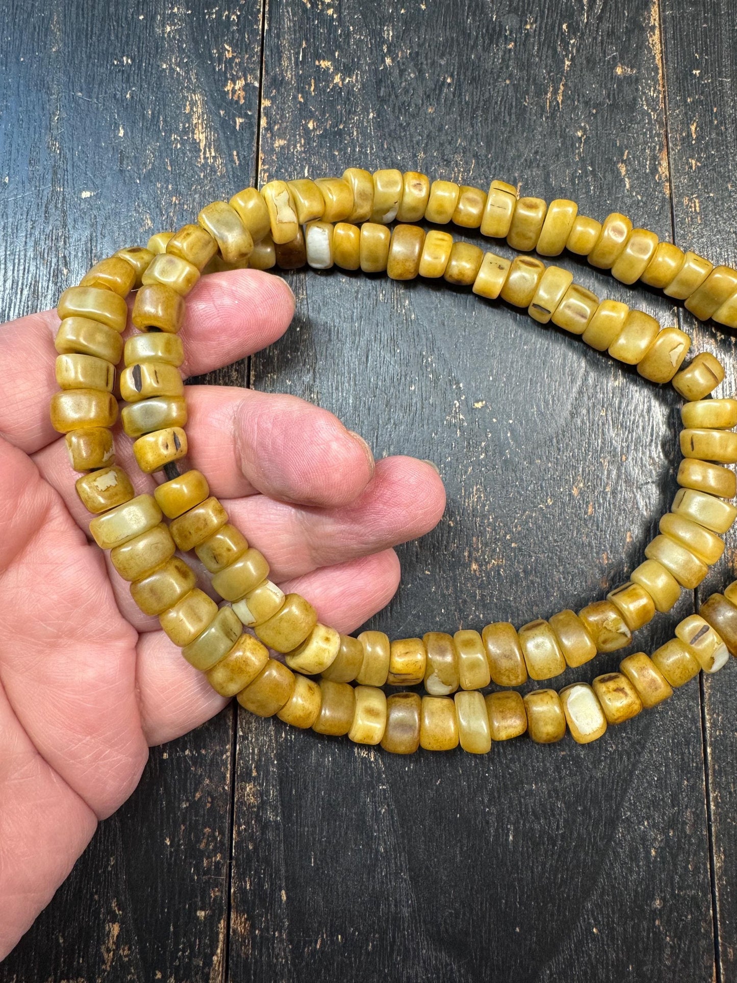 108 Camel Tooth Mala with Yak Bone Skull Guru Bead & Copper Accents | 13mm Tibetan Cemetery Style Bone Prayer Beads