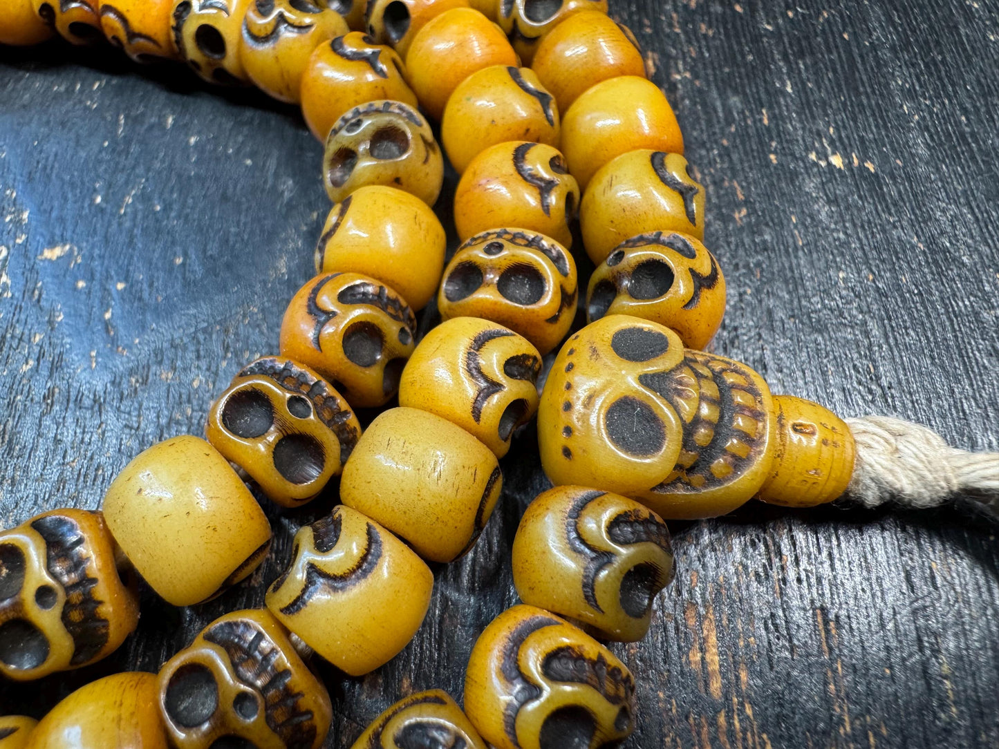 Vintage Yak Bone Skull Mala Necklace 108 Beads 32 Inches Tibetan Style Prayer Beads Handmade Meditation Necklace