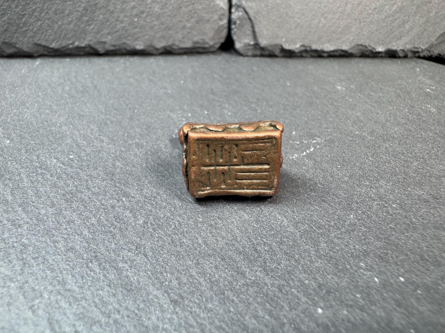Vintage Brass Mythical Beast Seal – Mini Guardian Creature Stamp – Rustic Asian Amulet – Small Collectible Talisman