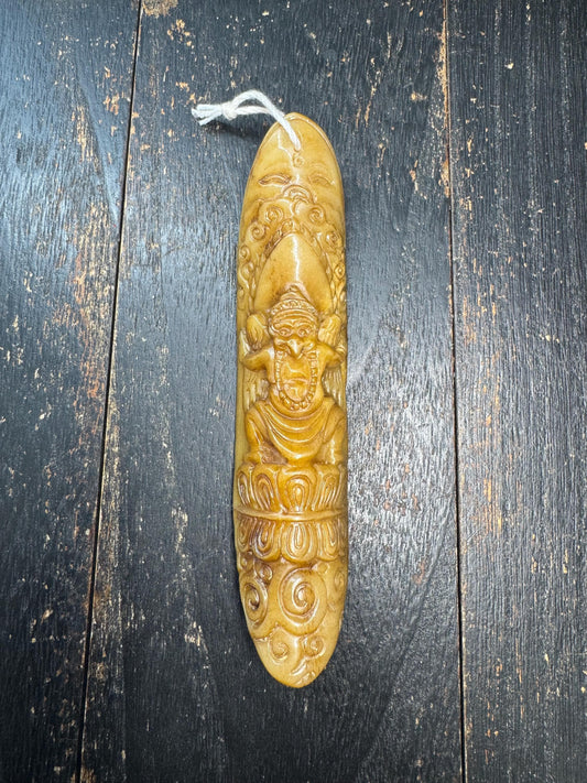 Vintage Yak Bone Garuda Pendant Carving | Himalayan Bird Deity Amulet | Hand Carved Tribal Bone Hanging Ornament | Tibetan Style Wall Decor