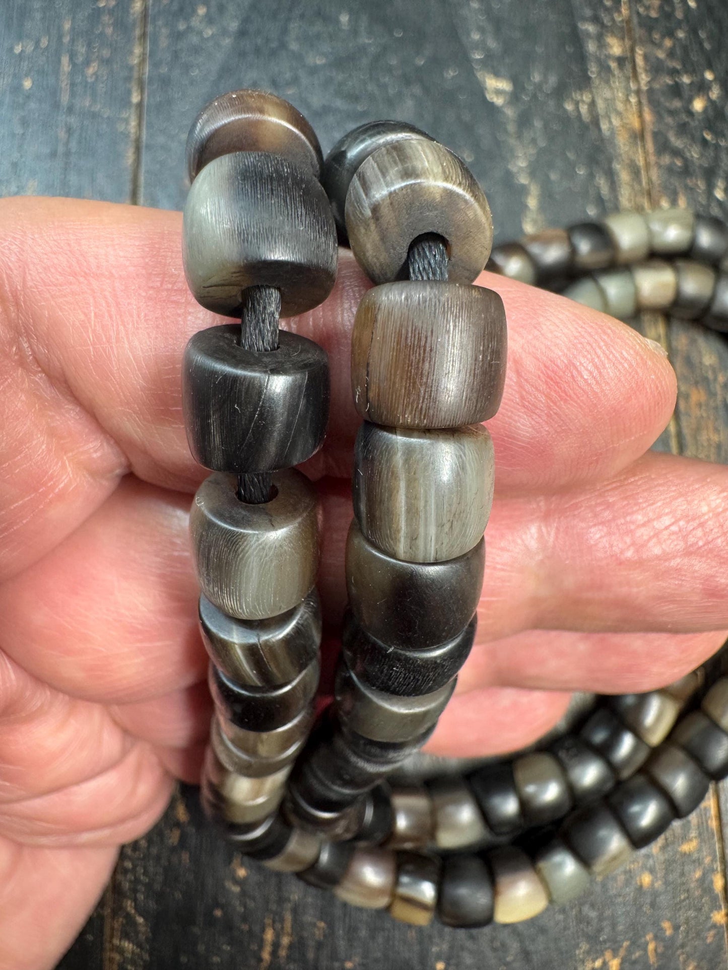 Vintage Himalayan 108 Bead Mala Necklace | Handmade Dark Prayer Beads | Tribal Meditation Necklace | 30 Inches