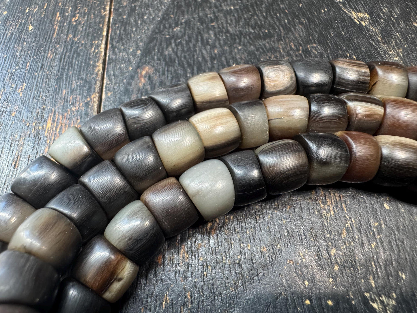 Vintage Himalayan 108 Bead Mala Necklace | Handmade Dark Prayer Beads | Tribal Meditation Necklace | 30 Inches