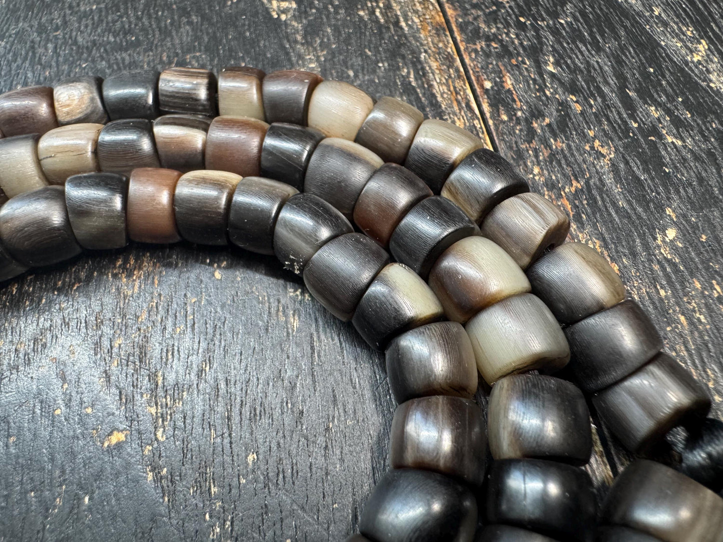 Vintage Himalayan 108 Bead Mala Necklace | Handmade Dark Prayer Beads | Tribal Meditation Necklace | 30 Inches
