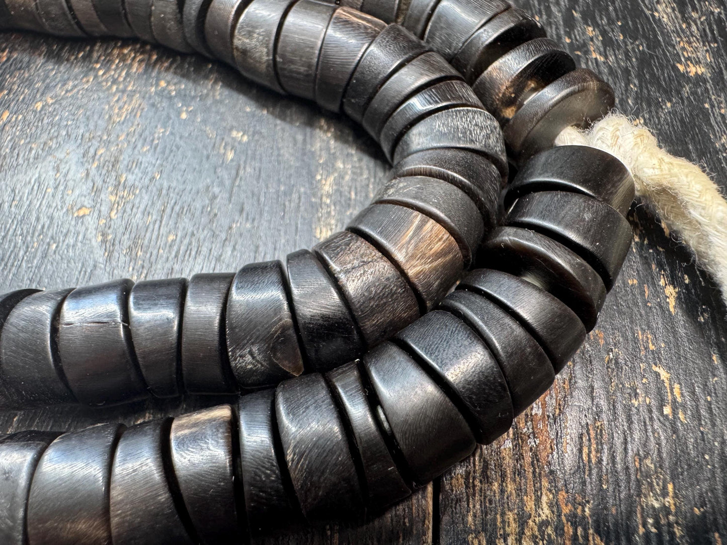 Handmade Himalayan 108 Bead Mala Necklace | Dark Meditation Prayer Beads | Tribal Buddhist Style Necklace | 24 Inches