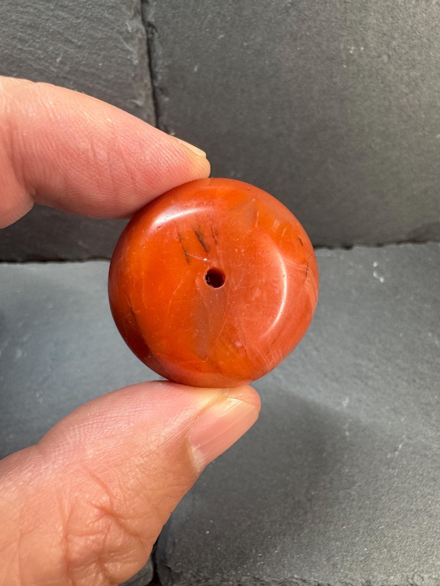 Vintage Nanhong Agate Bead Pendant | Natural Red Carnelian Barrel Bead | Tibetan Style Guru Bead | Old Agate Focal Bead for Mala Necklace