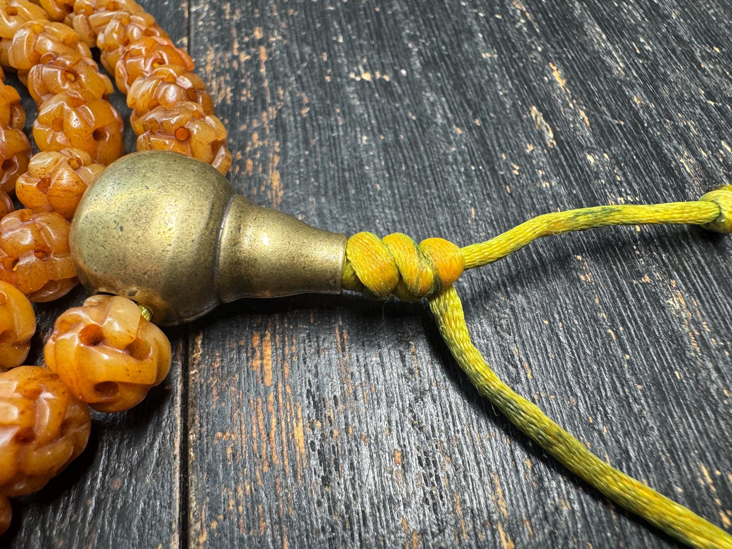 Vintage Nepal Tibetan Yak Bone 108 Mala Necklace | Hand Carved Hollow Round Prayer Beads | Himalayan Meditation Mala
