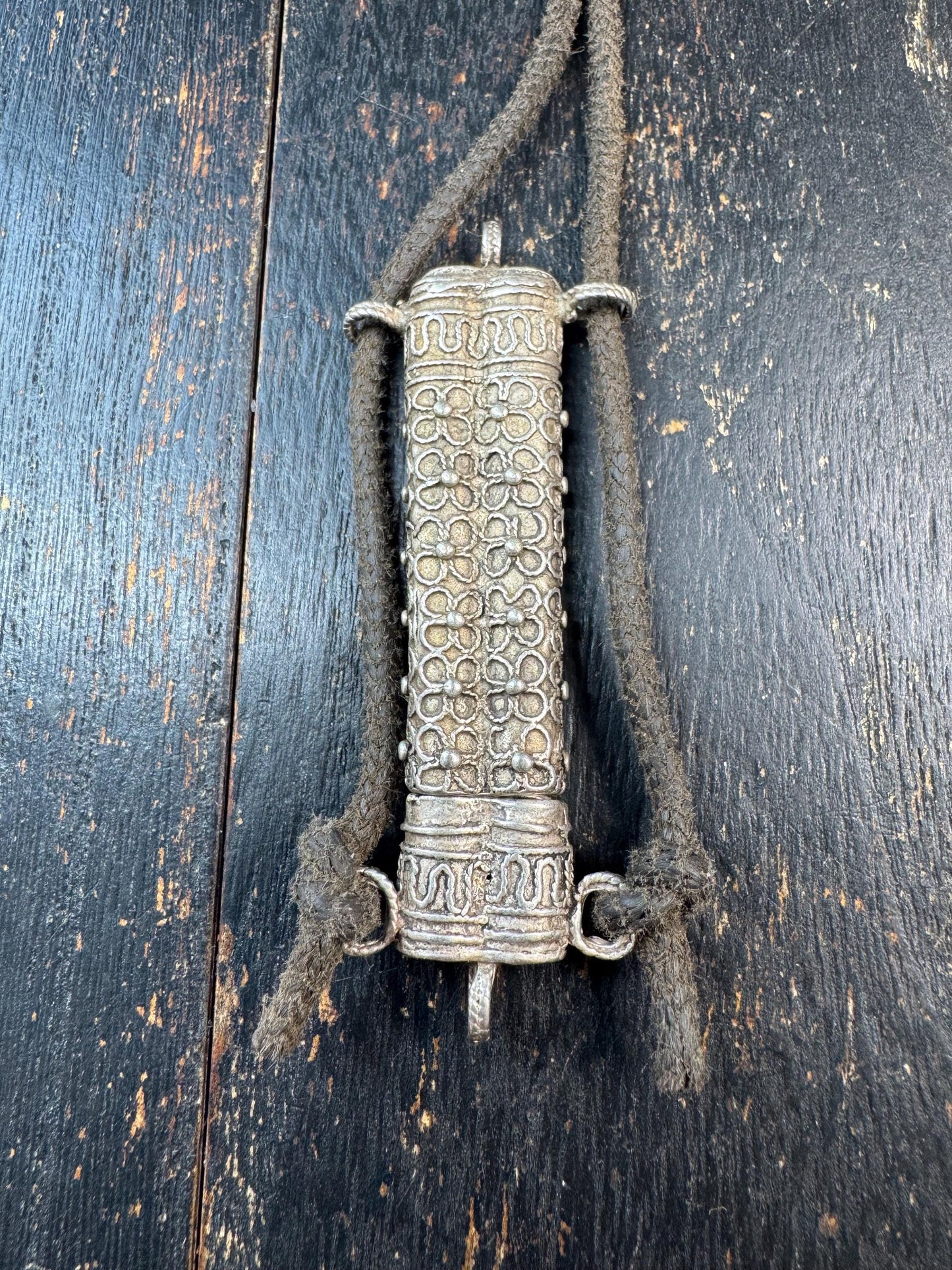 Vintage Tibetan 925 Silver Gau Amulet Pendant Necklace | Portable Prayer Box Capsule | Himalayan Buddhist Reliquary Pendant
