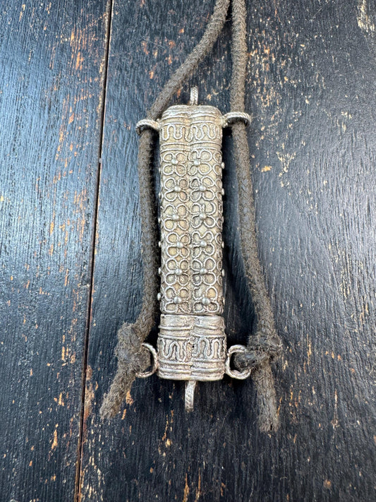 Vintage Tibetan 925 Silver Gau Amulet Pendant Necklace | Portable Prayer Box Capsule | Himalayan Buddhist Reliquary Pendant